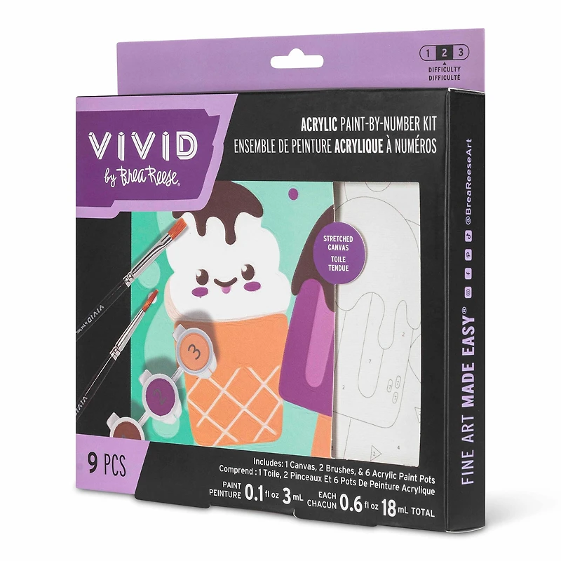 VIVID by Brea Reese® Ice Cream Acrylic Paint-by-Number Kit
