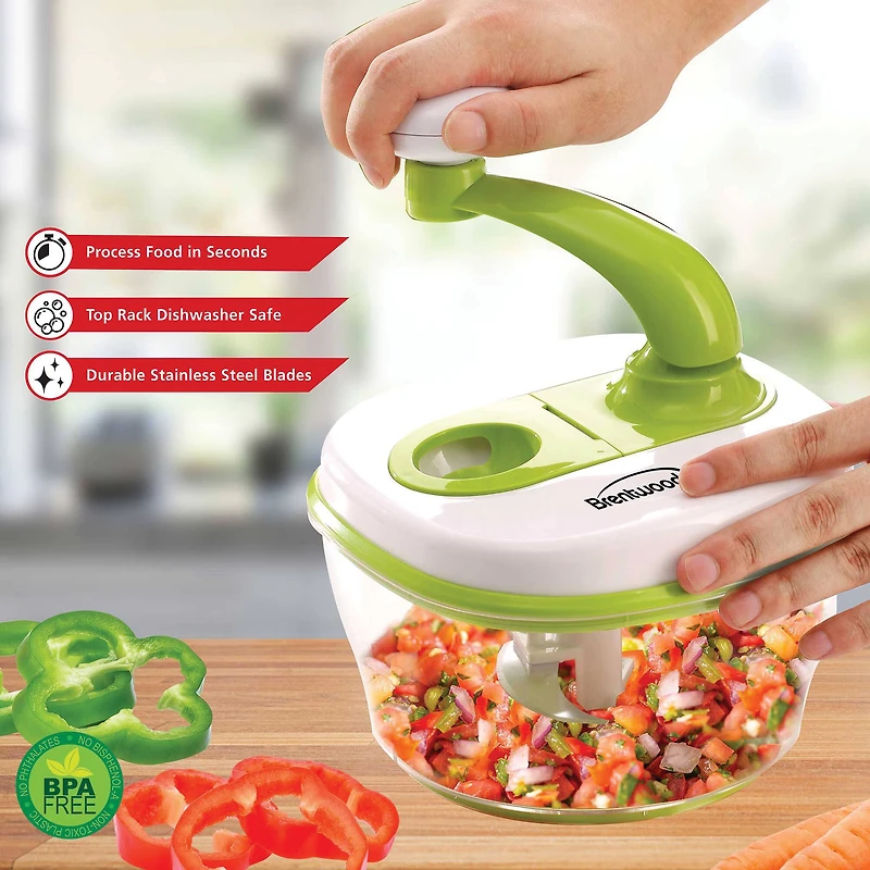 Brentwood Food Processor With 8-Cup Storage Container, Stainless Steel Blades & Paddle Mixer