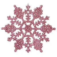 24ct Mauve Pink Glitter Snowflake Ornaments