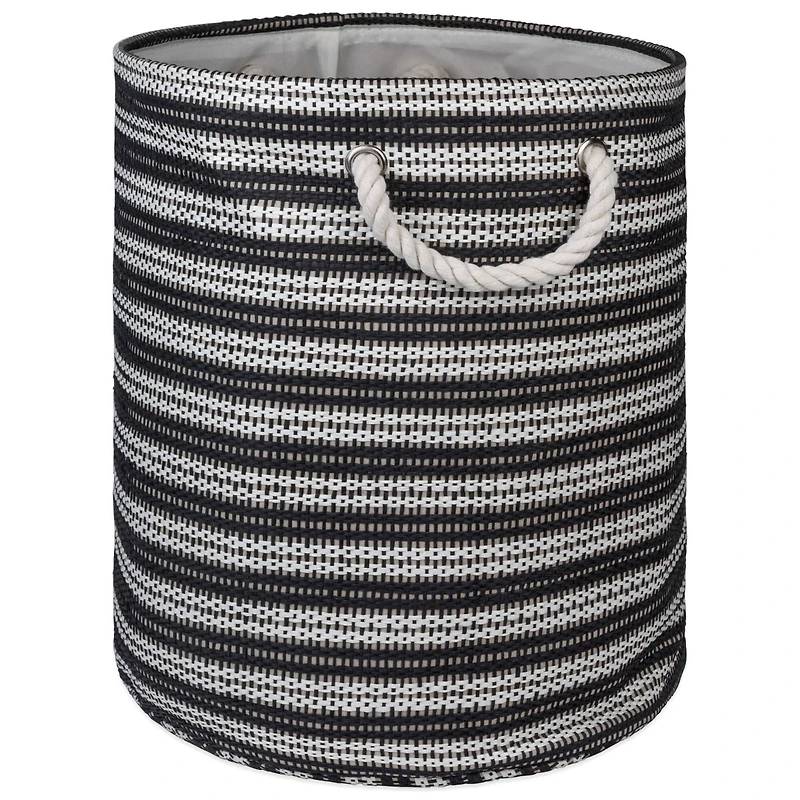 DII® Large Black & White Striped Weave Round Paper Storage Basket