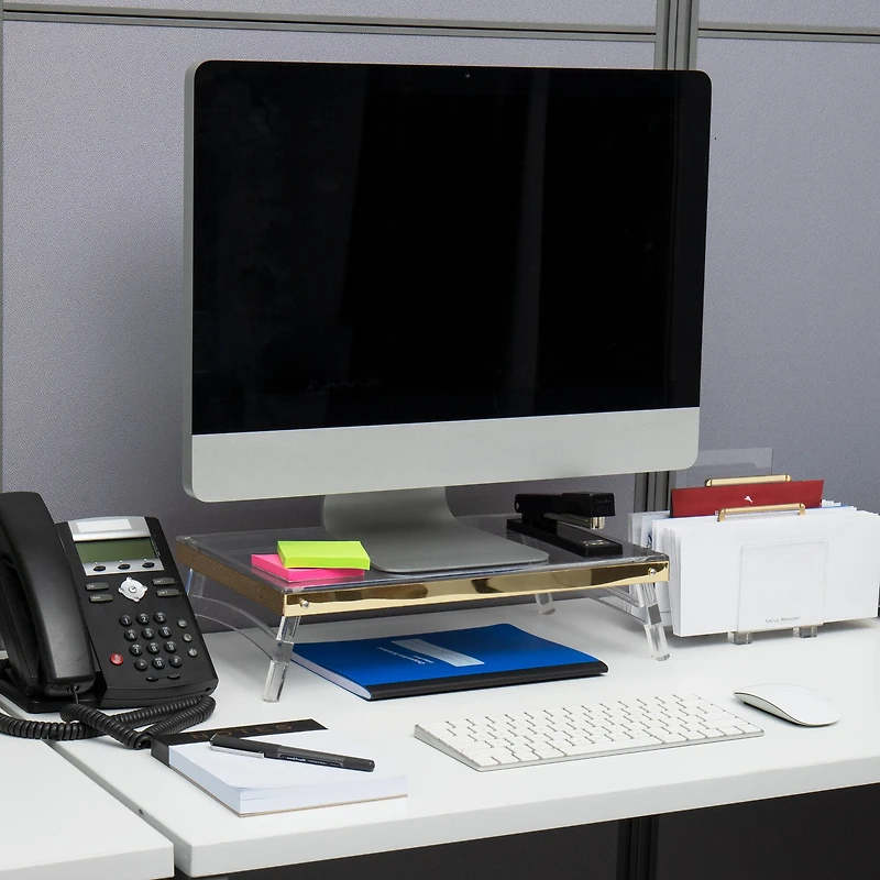 Mind Reader Cosmopolitan Collection Gold Foldable Monitor Stand