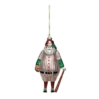 Hello Honey® 5.75" Glass Santa in Baseball Outfit Ornament with Bat & Glitter
