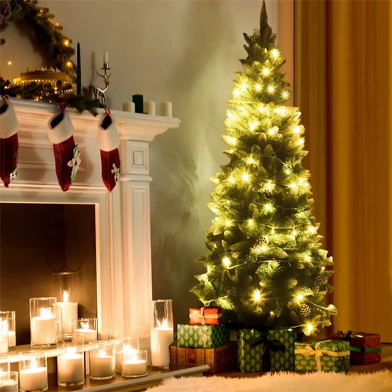 Costway 6ft. Unlit Snow Flocked Pencil Artificial Christmas Tree