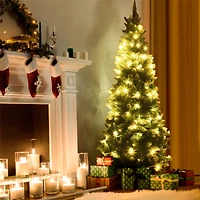 Costway 6ft. Unlit Snow Flocked Pencil Artificial Christmas Tree