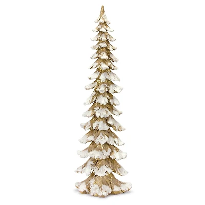 34.5" Unlit White & Gold Artificial Christmas Tree