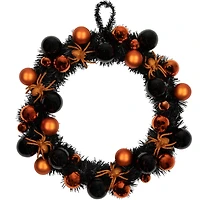 18'' Unlit Orange Spiders and Ornaments Halloween Wreath