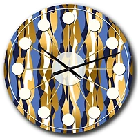 Designart 'Retro Luxury Waves In Gold And Blue I Mid-Century Modern Wall Clock