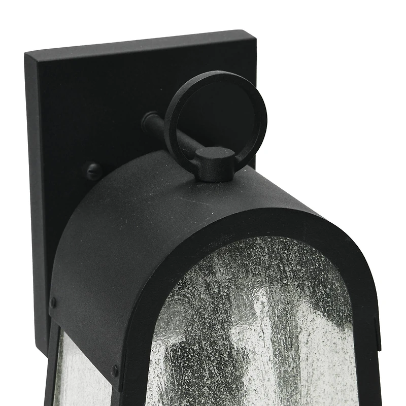 Hello Honey® Robert Stevenson Lighting Revere 14" Textured Black Metal & Seedy Glass Outdoor Light