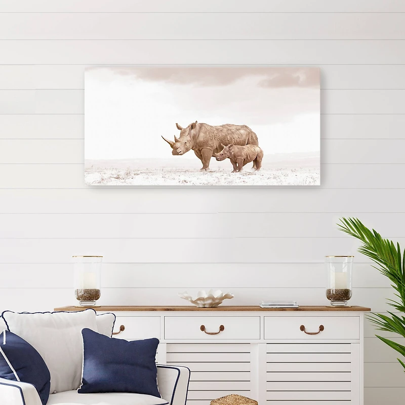 Rhino Mom'S Love Canvas Giclee