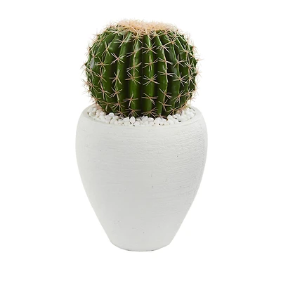 20" Cactus in White Planter