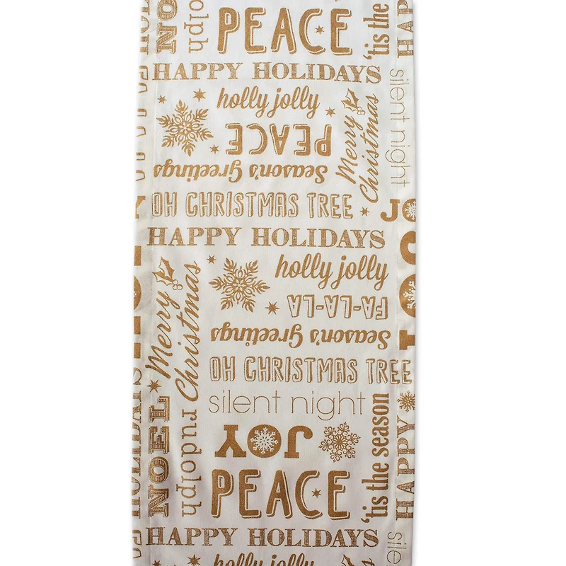 DII® 72" Gold Christmas Collage Table Runner