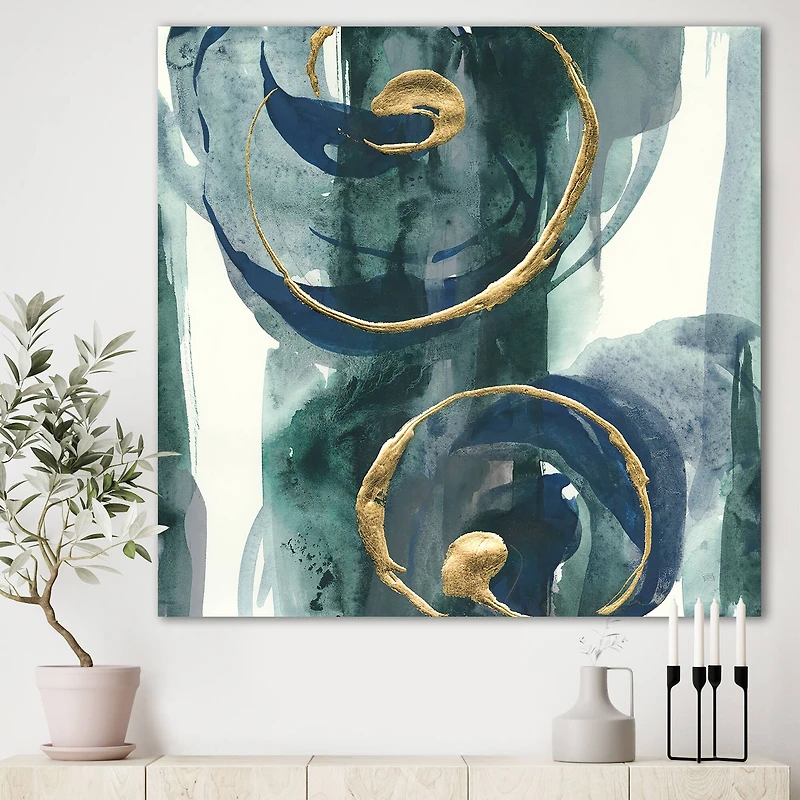 Designart - Mettalic Indigo and Gold II