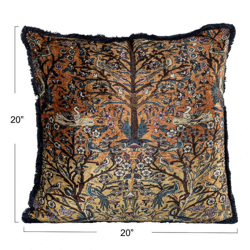 Hello Honey® 20" x 20" Global Tapestry Velvet Pillow with Fringe