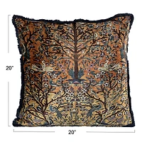 Hello Honey® 20" x 20" Global Tapestry Velvet Pillow with Fringe