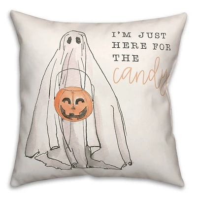 Just Here For Candy Ghost Throw Pillow