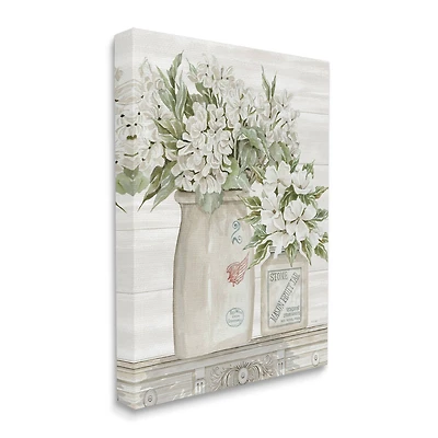 Stupell Industries Alluring White Floral Arrangements in Classic Country Ceramic Jars Canvas Wall Art