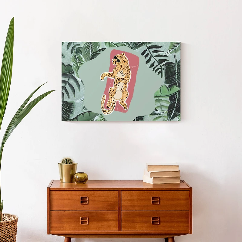 Cheetah Pool Canvas Wall Art