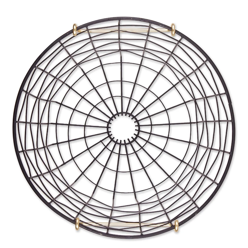 DII® Small Round Black Metal Basket with Gold Handles