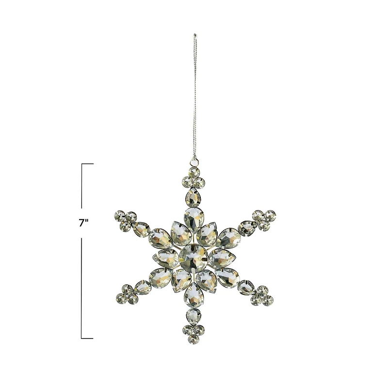 Hello Honey® 7" Silver Snowflake Acrylic Jewel & Metal Ornament