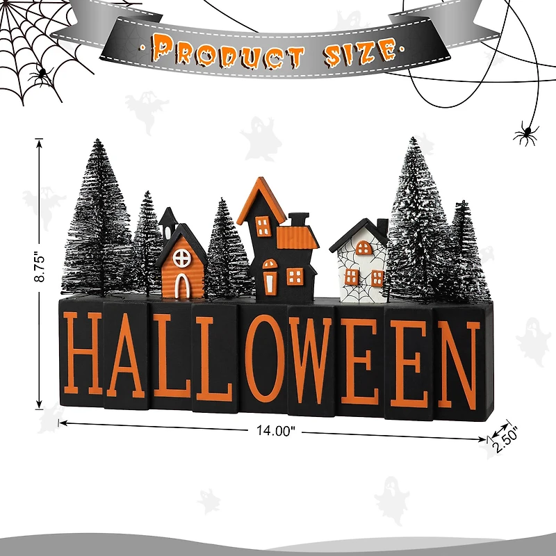 Glitzhome® 14" Halloween Wood Haunted House Table Sign