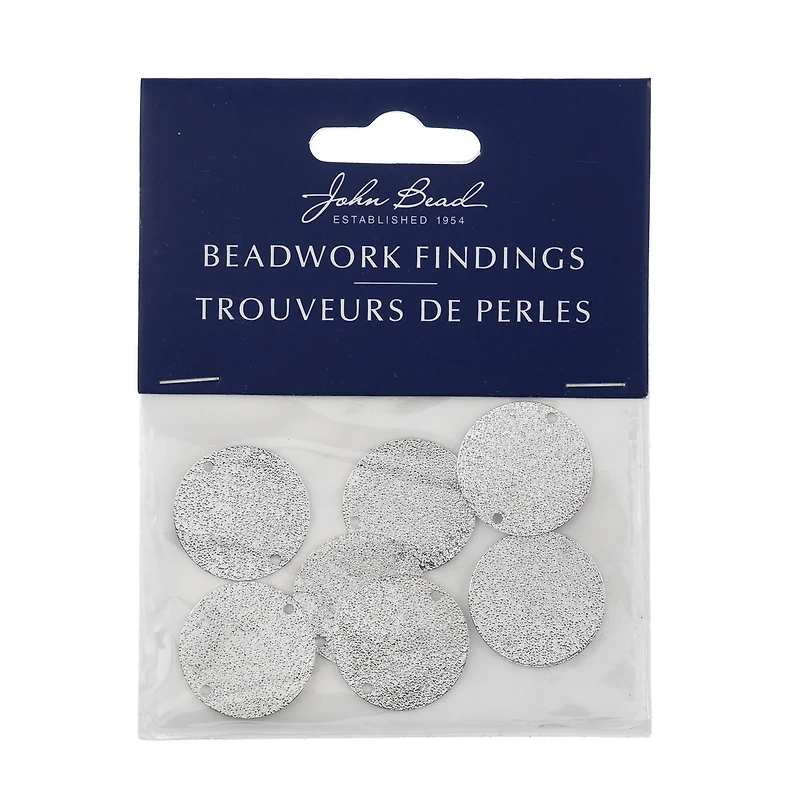 John Bead Silver Round Circle with Holes Pendants