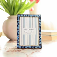 Flora Bunda 4" x 6" Blue Floral Aluminum Picture Frame
