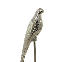 Silver Aluminum Eclectic Bird Sculpture, Set of 2" 34", 29"