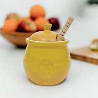 Hello Honey® 4.3" Yellow Ceramic Honey Pot & Wood Dipper