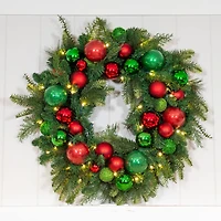 Village Lighting 30" Pre-Lit Christmas Cheer Wreath, Clear LED Lights