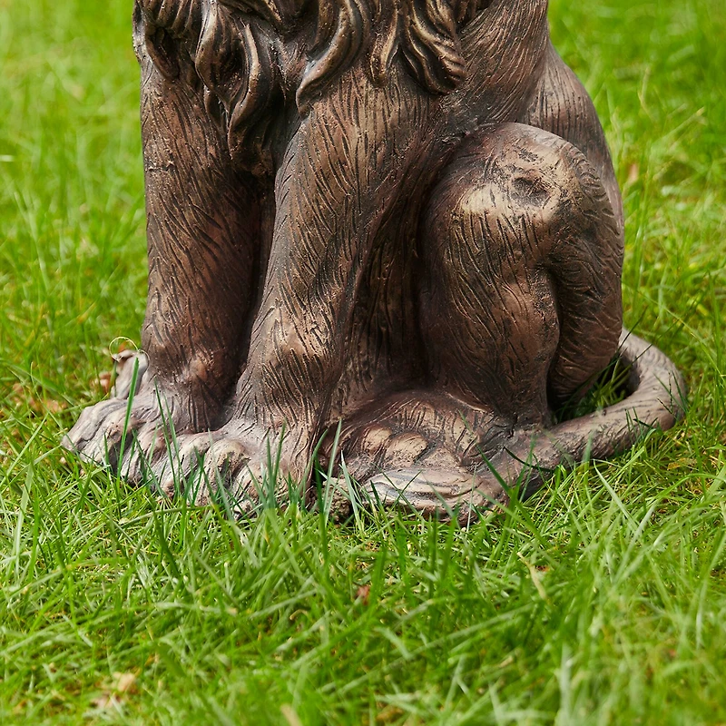 Glitzhome® 2ft. Oversized Bronze Sitting Lion Garden Statue