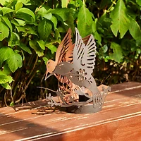 Glitzhome® 9.75" Metal Flying Hummingbird Silhouette Solar Powered Edison Bulb Outdoor Lanterns, 2ct.