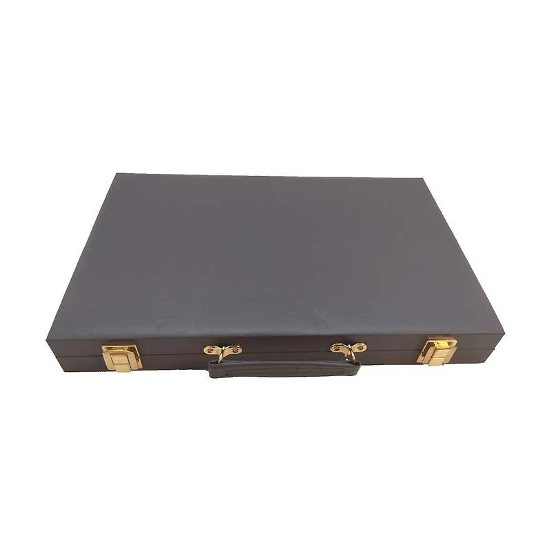 15" Gray Vinyl Backgammon Set