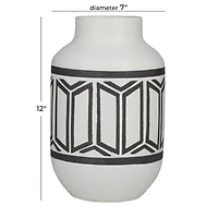 White Porcelain Transitional Vase, 12" x 7" x 7"