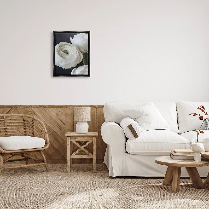 Stupell Industries Budding Ranunculus Flower Blooming Framed Floater Canvas Wall Art