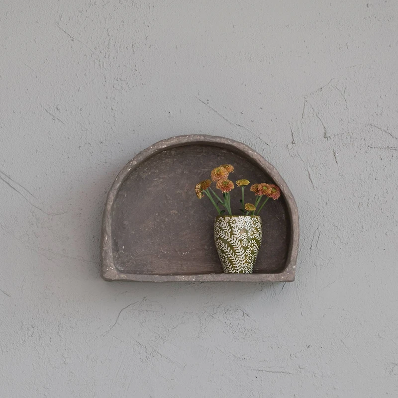 Hello Honey® Gray Paper Mache Half Moon Wall Shelf
