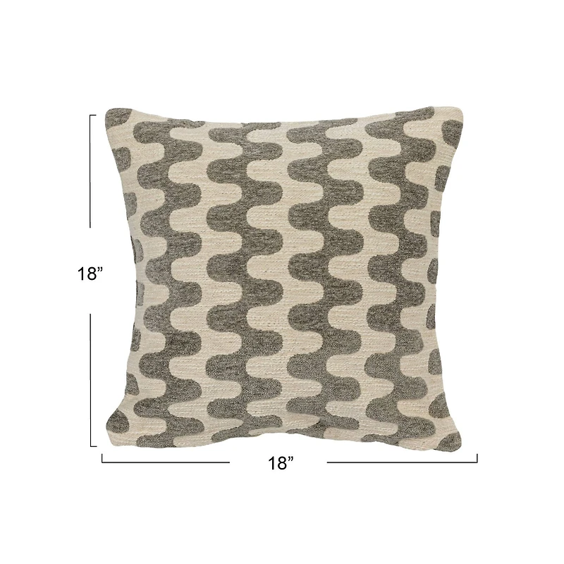 Hello Honey® Natural & Gray Abstract Pattern Woven Cotton Jacquard Pillow