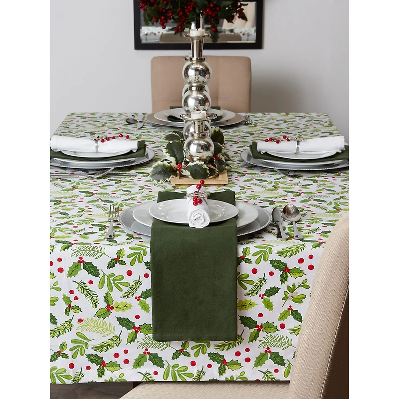 DII® 52" Boughs of Holly Print Tablecloth