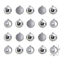 20ct. 3" Silver Shatterproof Christmas Ornaments