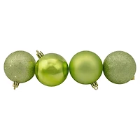60ct Shatterproof Kiwi Green 4-Finish Ball Ornaments