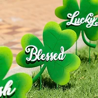 Glitzhome® 36.75" St. Patrick's Metal Shamrock Yard Stake Set