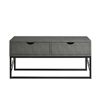 Gray 2-Drawer Faux Shagreen Coffee Table