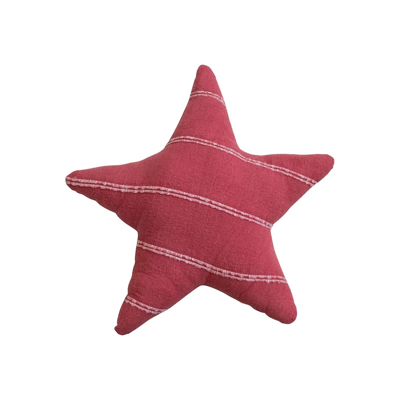 Hello Honey® 16" Red & White Stripes Star-Shaped Brushed Flannel Throw Pillow