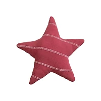 Hello Honey® 16" Red & White Stripes Star-Shaped Brushed Flannel Throw Pillow