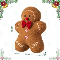 Glitzhome® 15"H Christmas Gingerbread Man Shaped Pillow
