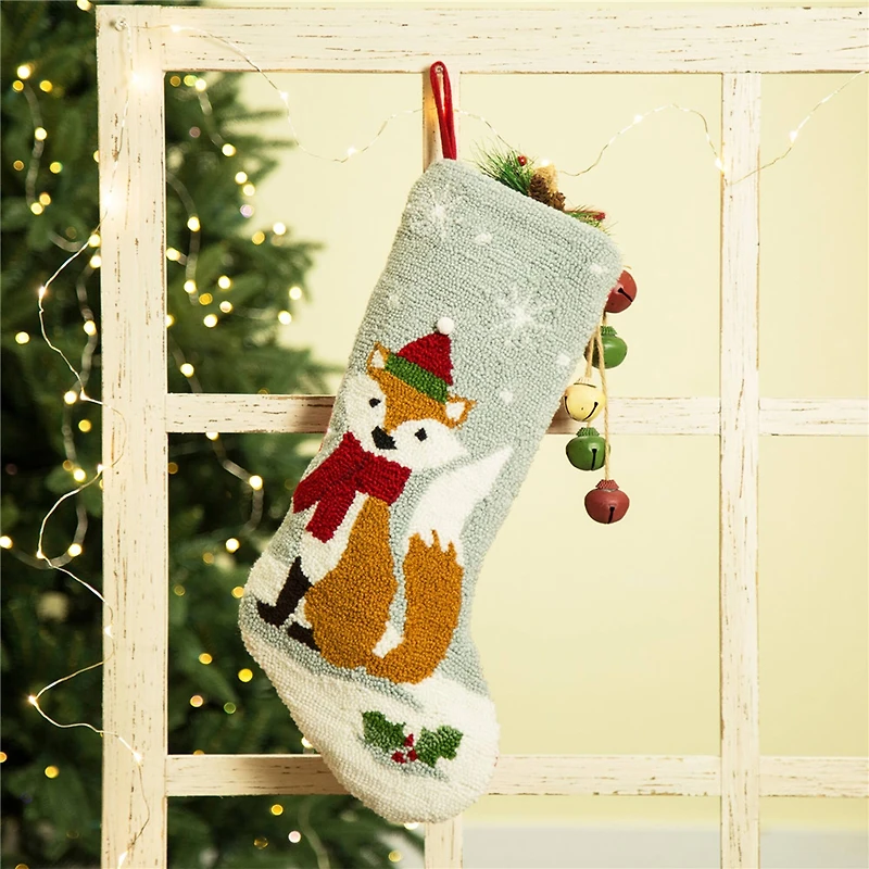 Glitzhome® 19" Fox Hooked Stocking