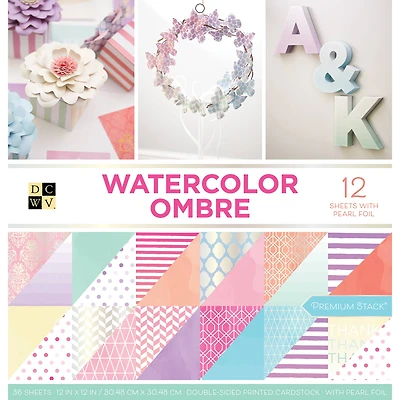 DCWV® Watercolor Ombré Double-Sided Cardstock Paper Pad, 12" x 12"