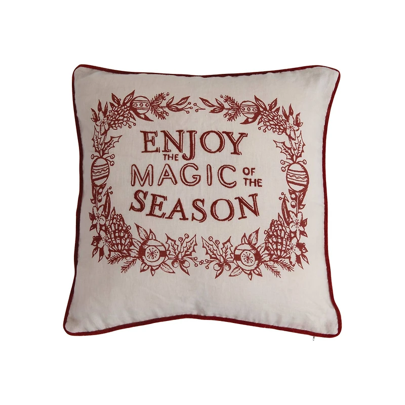 Hello Honey® 20" Magic of the Season Cotton Embroidered Pillow