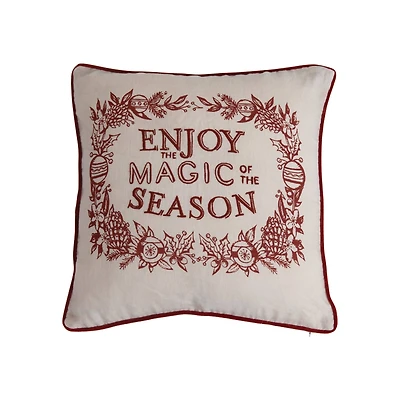 Hello Honey® 20" Magic of the Season Cotton Embroidered Pillow
