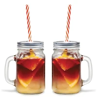 Gourmet by Starfrit 16oz. Mason Jar Mugs with Straws, 2ct.