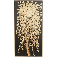  30" x 59" Black Polystone Tree with Gold Foil Accents Framed Wall Art